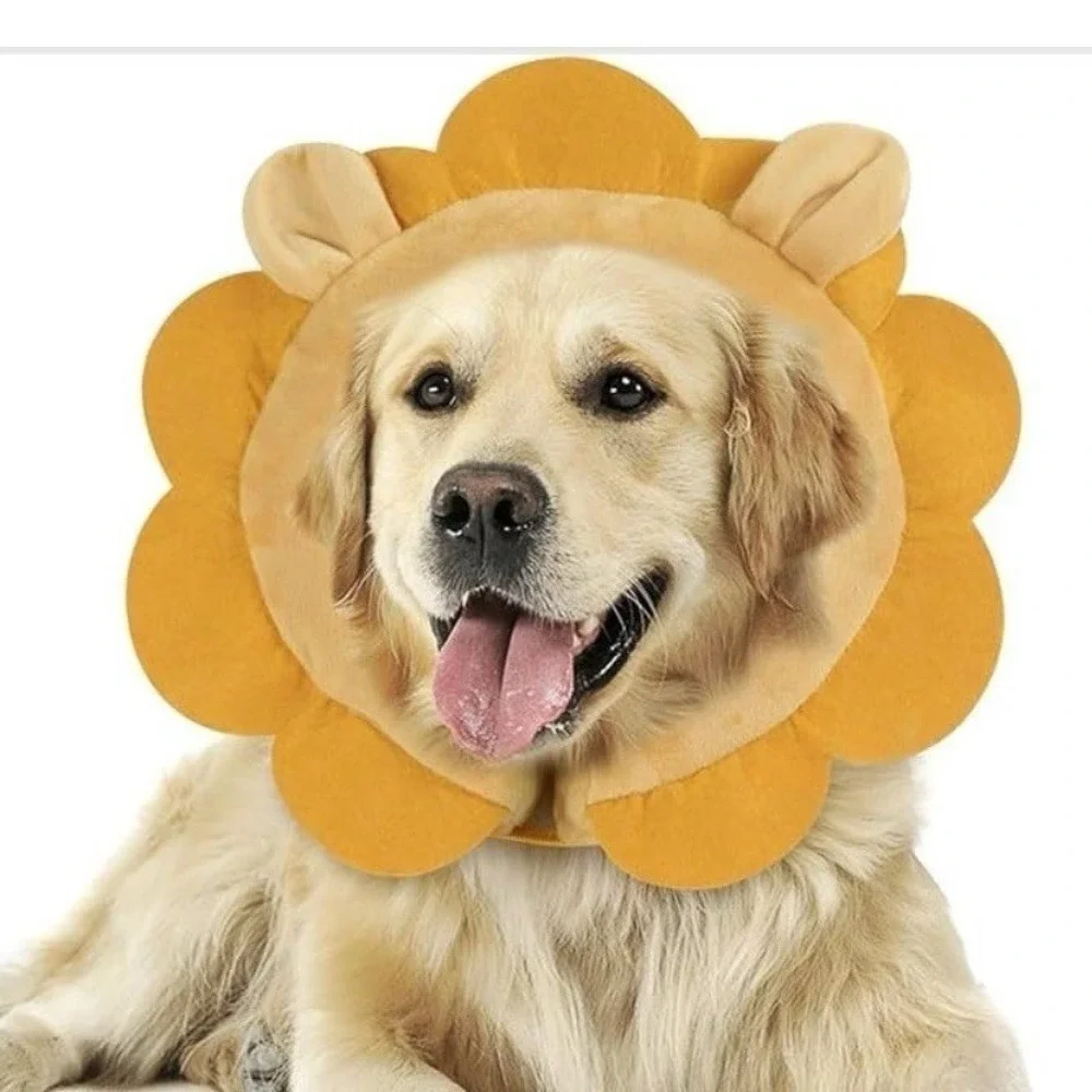 Soft Recovery Inflatable Dog Collar Medium Brown Lion‎ Costume Ieuumler
